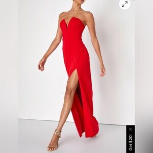 Lulu's Vibrant Red Strapless Dress